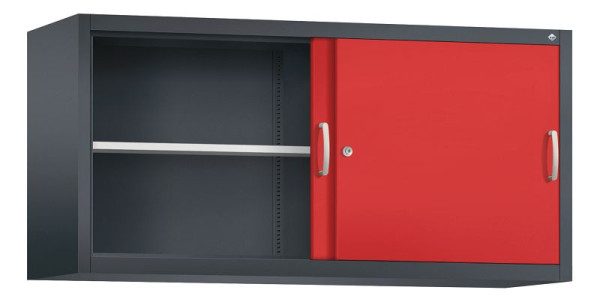 C+P bovenkast Acurado, H790xW1600xD500mm, kleur: zwartgrijs / vuurrood, beugelgreep, 2 niveaus, 2155-00 S10076