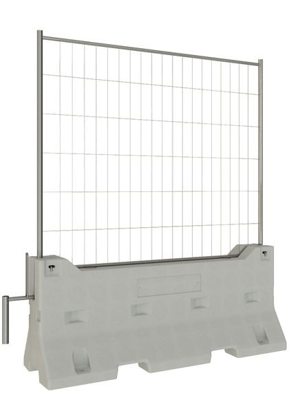 Schake betonbarrière SET1 bestaande uit: 1x betonbarrière, 1x verrijdbaar hekwerk, 1x verbindingselement, 1x veiligheidsgrendel, 3F200-SET1P