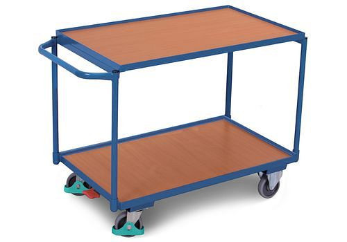 DENIOS Tischwagen DENIOS classic-line, 2 Böden mit Rand, 835 x 490 mm, Griff gerade, 258209