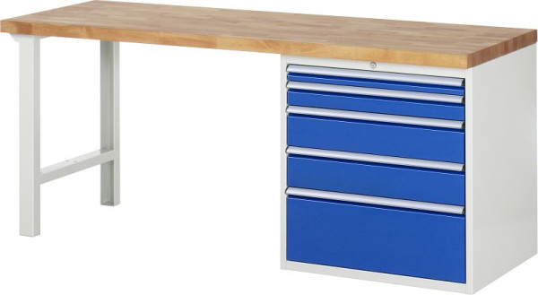 RAU werkbank serie 7000 - modulair ontwerp, onderbouwbak (5x XL lade), 2000x840x700 mm, 03-7611A1-207B4S.11