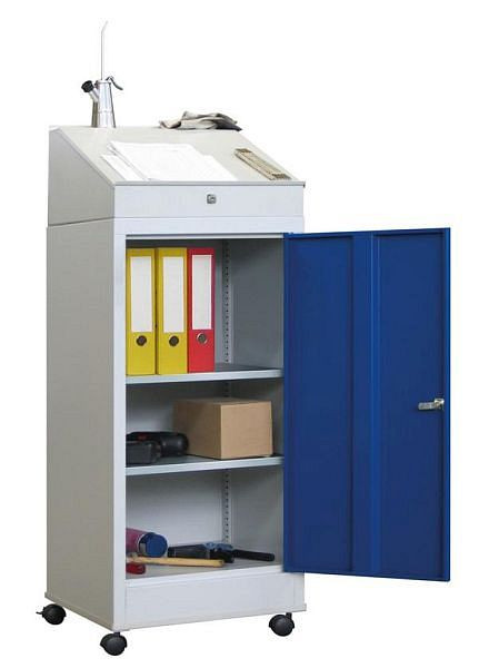 Pavoy gereedschapskast combinatie met bureau en onderstel 1270/500/500, 2 gegalvaniseerde legborden, 32370-050-038