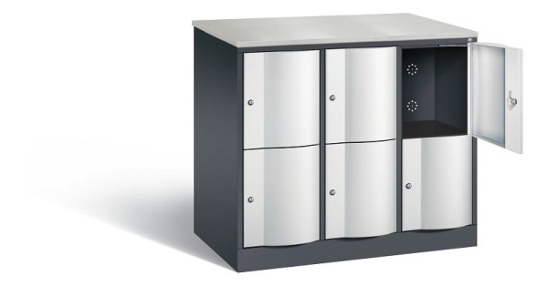 C+P XL lockerkast Resisto, H1077xB1148xD640mm, kleur: zwartgrijs/lichtgrijs, 8472-373 S10059