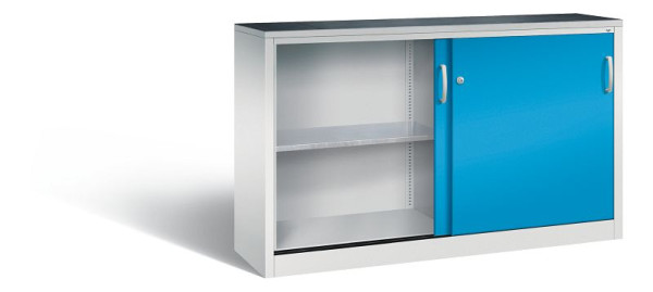 C+P schuifdeurkast Acurado, H1000xB1600xD400mm, kleur: lichtgrijs/lichtblauw, beugelgreep, 2146-09 S10044