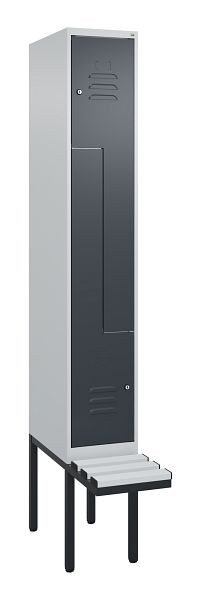 C+P Z-Spind Classic PLUS, Bank, 2 Abteile, 2120x300x815mm, 7035/7016, Zylinderschlösser, 0800437-102 S10053