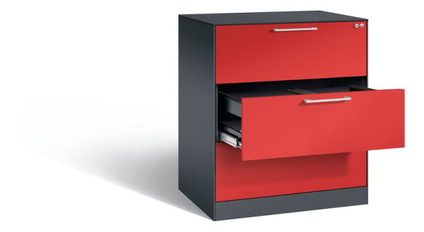 C+P hangarchiefkast Asisto, H1010xB800xD600mm, kleur: zwartgrijs / vuurrood, beugelgreep, 146243-312 S10185