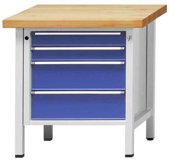 ANKE kastwerkbank; 800 x 700 mm; RAL 7035/5010; 4 laden 90, 90, 180, 180 mm