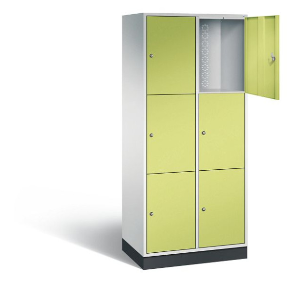 C+P XL lockerkast Intro, H1950xW820xD490mm, kleur: lichtgrijs / virid groen, 8370-202 S10133