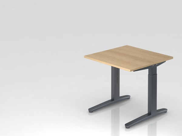 Hammerbacher bureau C-poot 80x80cm eiken/grafiet, rechthoekige vorm, VXB08/E/GG