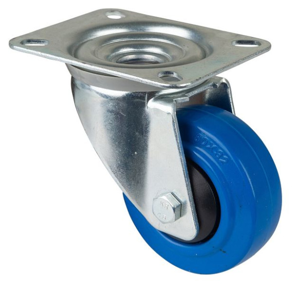 BS rollen transportrol, wielbreedte 32 mm, wiel-Ø 80 mm, draagvermogen 120 kg, blauwe elastische banden, kunststof wiellichaam, kogellagers, L400.B62.081