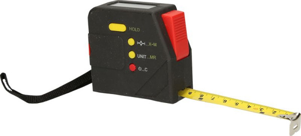 KS Tools Elektrisch meetlint met slot en riemclip, digitaal, 5 m, 19 mm, 300.1111