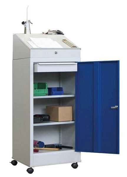 Pavoy gereedschapskast combinatie met bureau en onderstel 1270/500/500, 2 gegalvaniseerde legborden, 1 lade, 32370-050-036