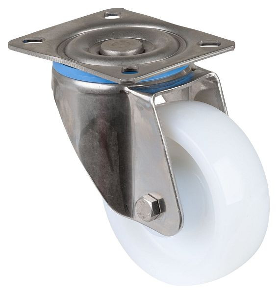 BS rollen RVS zwaarlastrol, breedte 35 mm, Ø100 mm, tot 300 kg, loopvlak/wiellichaam kunststof, RVS rollager, HS100.B14.100