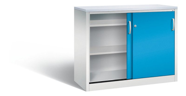 C+P dressoir met schuifdeuren Acurado, H1000xB1200xD500mm, kleur: lichtgrijs/lichtblauw, beugelgreep, 2056-00 S10107