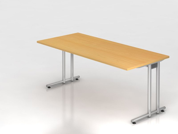 Hammerbacher bureau C-poot 180x80cm beuken/zilver, werkhoogte 72 cm, VNS19/6/S