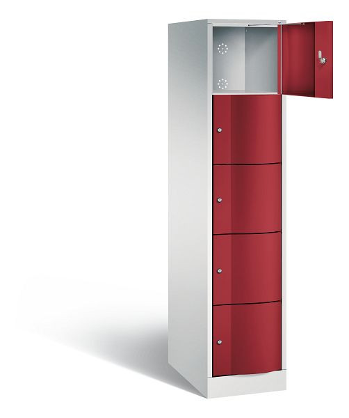 C+P XL lockerkast Resisto, H1950xB396xD640mm, kleur: lichtgrijs/robijnrood, 8570-173 S10003