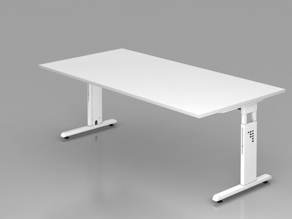 Hammerbacher bureau C-poot 200x100cm wit/wit, werkhoogte 65-85 cm, VOS2E/W/W