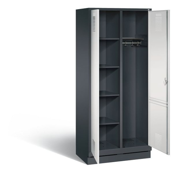 C+P reinigingsmiddelenkast Evolo, H1800xW810xD500mm, kleur: zwartgrijs/lichtgrijs, 48160-22 S10084