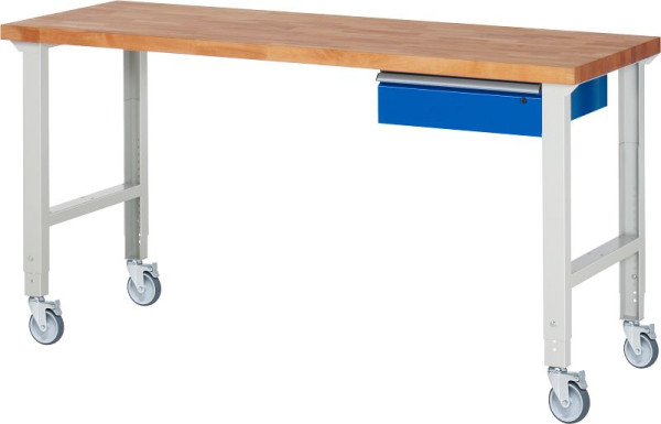 RAU verrijdbare werkbank (in hoogte verstelbaar) 7001A1, 2000x700x950-1000mm, 4 zwenkwielen, 05-7001A1-207B4H4.11