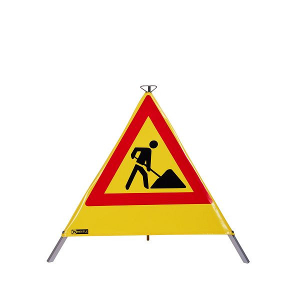 NESTLE waarschuwingspiramide 70cm WAPY 70G, licht frame met centrale voet, folie geel, Schaufelmann VZ123, 19501001