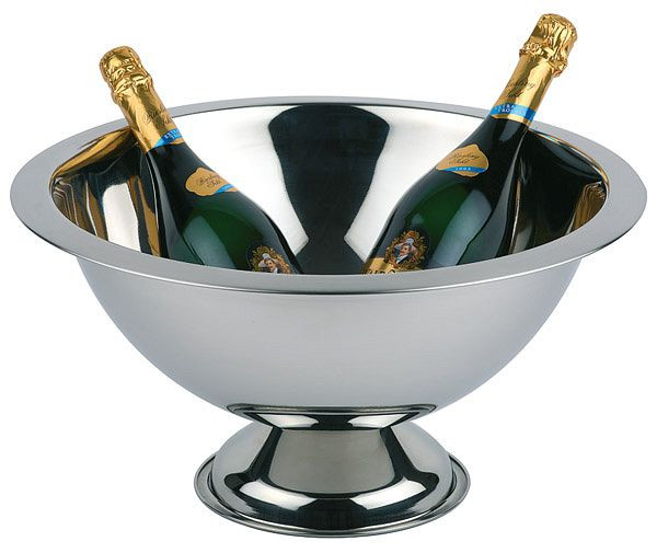 APS champagnekoeler, Ø 45 cm, hoogte: 23 cm, 12 liter, RVS, hoogglans gepolijst, mat gepolijste rand, voet Ø: 21 cm, 36046