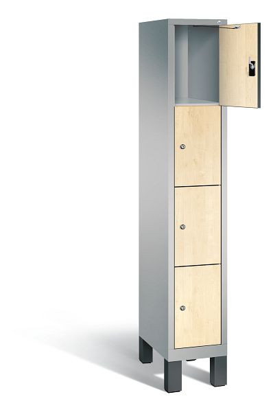 C+P lockerkast Evolo, H1850xB320xD500mm, kleur: wit aluminium / Donau esdoorn decor, 48010-104 S10148