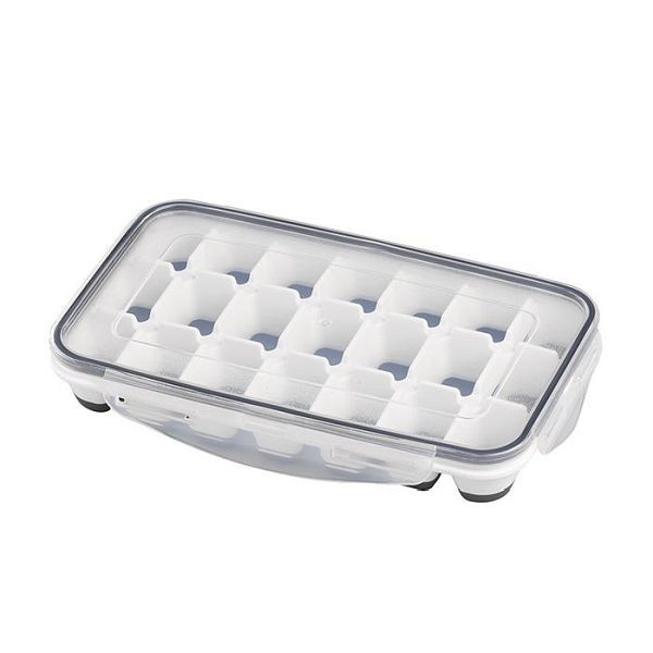 APS ijsblokjesvorm, 25 x 15 cm, hoogte: 4 cm, polypropyleen, rubber (TPR), wit, grijs, inclusief transparant deksel, VE 2 stuks, 36103