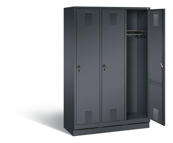 C+P kleerkast Evolo, H1800xB1200xD500mm, kleur: zwart-grijs, 48020-32 S10021