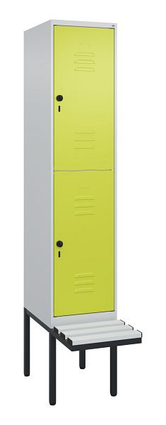 C+P Doppelstöckiger Spind Classic PLUS, 2120x400x815mm, 7035/0024, Drehriegel, mit Untergestell und schwebender Sitzfläche, 0803407-12 S10115
