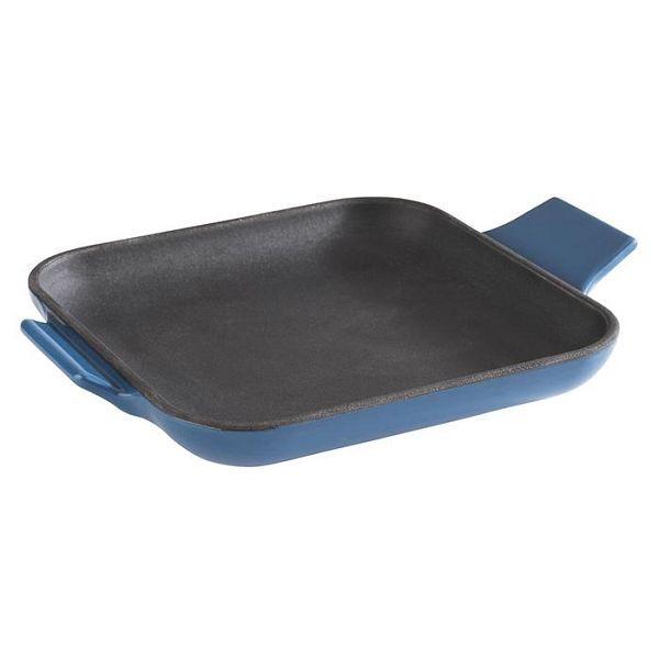 APS serveerpan -CAST IRON-, 13 x 13 cm, hoogte: 2 cm, gietijzer, geëmailleerd, binnenkant: zwart, buitenkant: blauw, glanzend, 88227