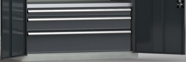 KLW lade 100 mm fronthoogte - VU ** Indeling: 57 x 27 E, met sleuvenlijst, met massieve bodem en geleiderails, 7FS-PPX-100U-SVX