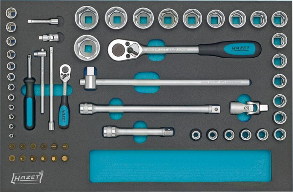 Hazet dopsleutelset, hol vierkant 12,5 mm, hol vierkant 6,3 mm, binnenzeskant profiel, Phillips profiel PH, aantal gereedschappen: 56, 163-57/56