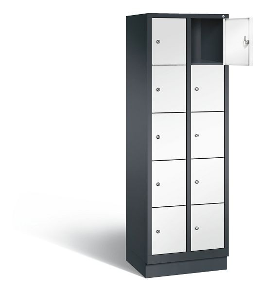 C+P lockerkast Evolo, H1800xB610xD500mm, kleur: zwartgrijs / verkeerswit, 48020-205 S10171