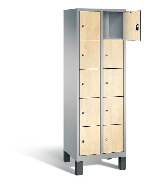 C+P lockerkast Evolo, H1850xB610xD500mm, kleur: wit aluminium / Donau esdoorn decor, 48010-205 S10194