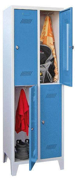 Pavoy Kleider-Schließfachschrank mit Füßen 1850/500/600, 2b x 2h, Zylinderschloss, Abteilbreite 300, 60260-223-031-910