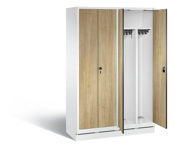 C+P zwart wit kastje Evolo, H1800xB1190xD500mm, kleur: verkeerswit / decor eiken Sereno, 48022-40 S10252