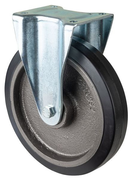 BS Rollen zwaarlastwiel, bokwiel, wielbreedte 50 mm, wiel-Ø 250 mm, draagvermogen 500 kg, zwarte elastische banden, gegoten, kogellagers, L610.B81.250