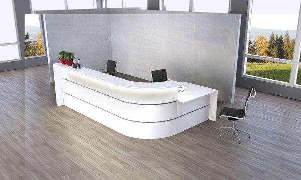 Kerkmann Bari grote L-balie met overlegruimte, B 3700 mm x D 2000 mm x H 1120 mm, kleur: wit, 21354610