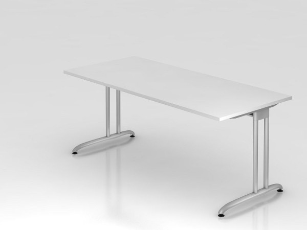 Hammerbacher bureau C-poot 180x80cm wit, horizontale kabelgoot, werkhoogte 72 cm, VBS19/W/S