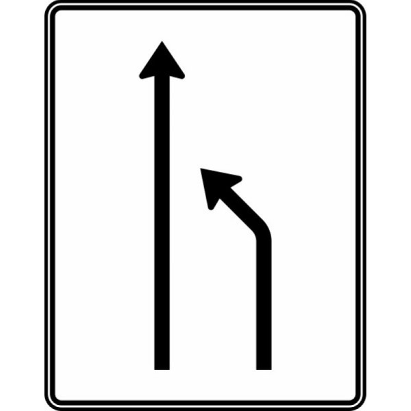 Stone HGS versmallingsplank zonder tegenliggers, inrit rechts en nog 1 rijstrook, RA2/vlakke vorm 2mm, zonder afstandsinformatie, 1600x1250mm, 531-10-121