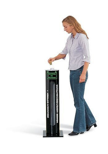 DENIOS batterij-inzamelcontainer van zuurbestendige kunststof, als staande container, 30 l, 129-605