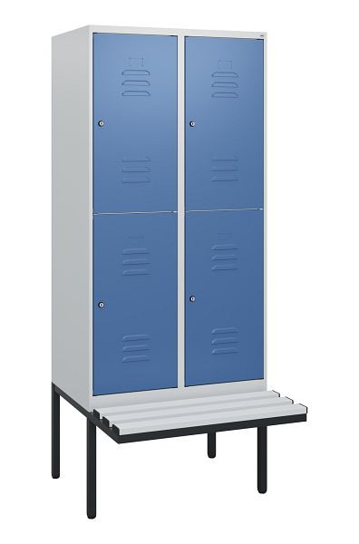 C+P dubbeldekskast Classic PLUS, 2 compartimenten, 1950x800x815mm, 7035/5023, cilindersloten, zwevende zitting, 0803405-22 S10080