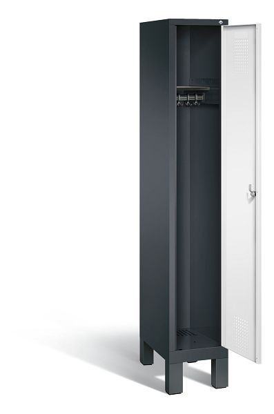 C+P garderobekast Evolo, H1850xB320xD500mm, kleur: zwartgrijs / verkeerswit, 48010-10 S10124