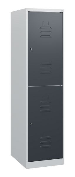 C+P Doppelstöckiger Spind Classic PLUS, 1530x400x500mm, 7035/7016, Zylinderschlösser, 0803005-12 S10027