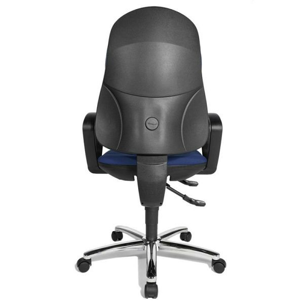 Lüllmann bureaudraaistoel met armleuningen, gestoffeerd, onderstel chroom, blauw, 210161