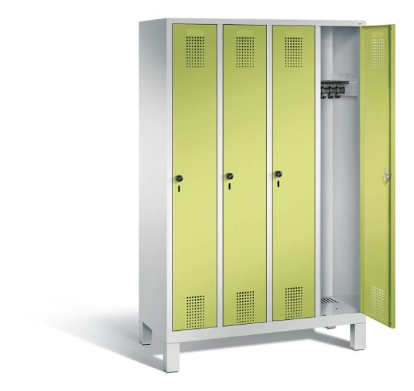 C + P Evolo garderobe, H1850xB1190xD500mm, kleur: lichtgrijs / virid groen, 48010-40 S10066