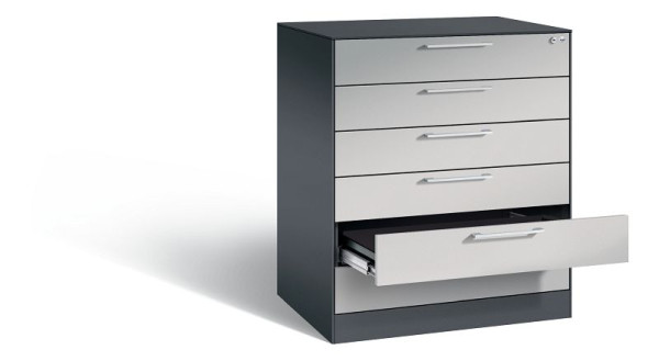 C+P archiefkast Asisto, H1010xB800xD600mm, kleur: zwart grijs/wit aluminium, beugelgreep, 146243-600 S10018