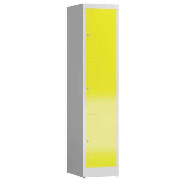 Lüllmann ClassiX lockerkast, 1 compartiment, 3 compartimenten, 1800 x 415 x 500 mm, lichtgrijs/zinkgeel, X-523316