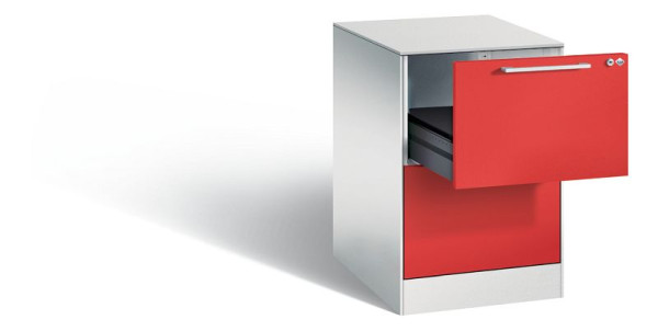 C+P archiefkast Asisto, H710xB440xD600mm, kleur: lichtgrijs / vuurrood, beugelgreep, 146275-221 S10021