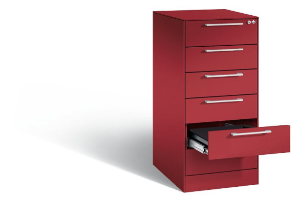 C+P archiefkast Asisto, H1010xB440xD600mm, kleur: robijnrood, beugelgreep, 146245-622 S10016
