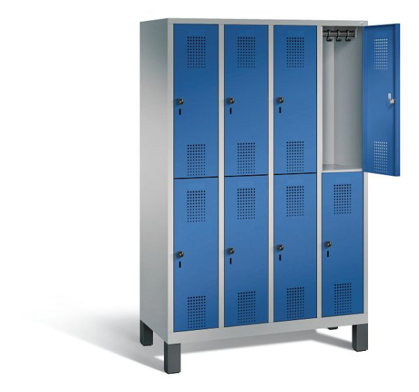 C+P locker dubbeldekker Evolo, H1850xW1190xD500mm, kleur: wit aluminium / gentiaanblauw, 48310-40 S10535